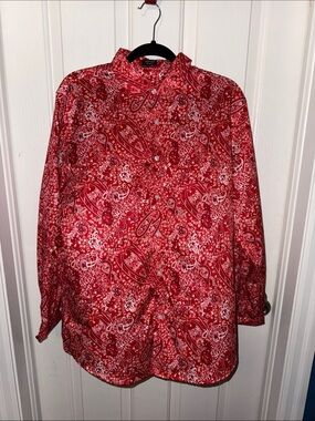 Coofandy mens Red Paisley Button-Up Shirt